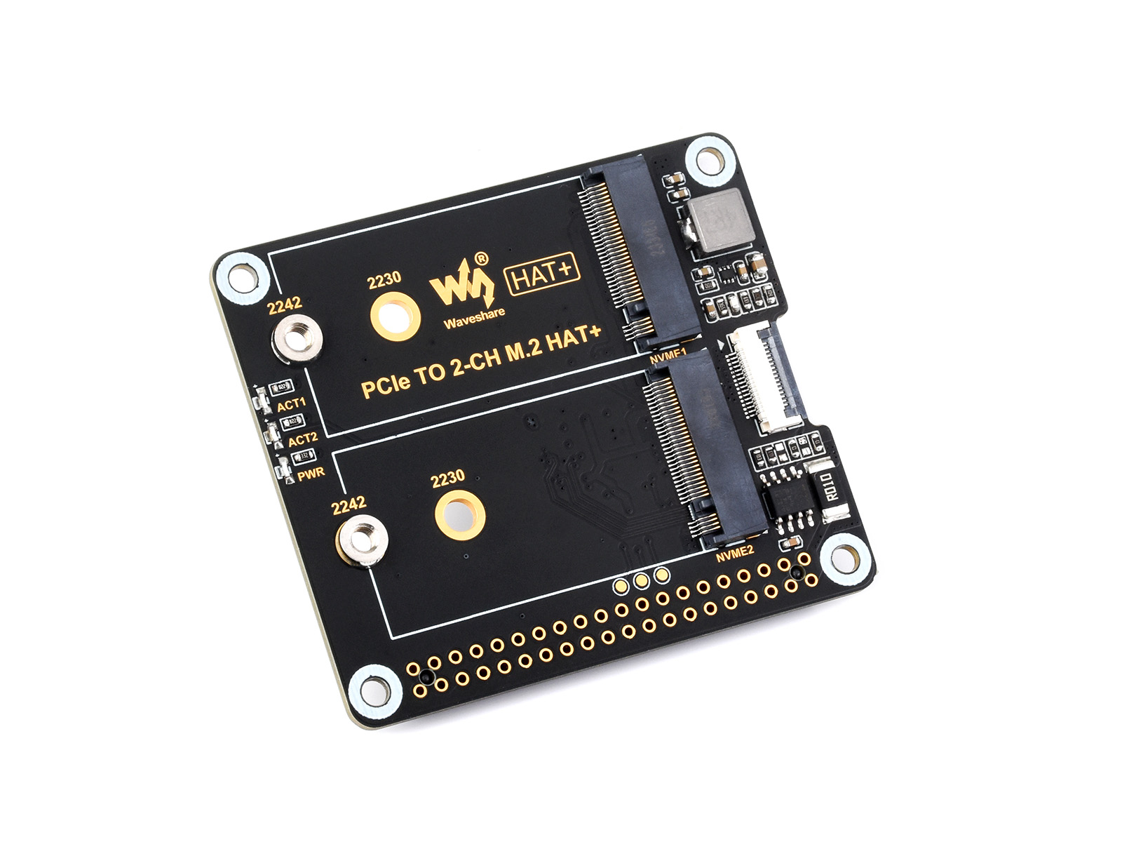 PCIe 轉 雙通道 M.2 轉接板 | Raspberry Pi 5 適用 | 相容 2230 / 2242 | PCIe To 2-ch M.2 Adapter for Raspberry Pi 5