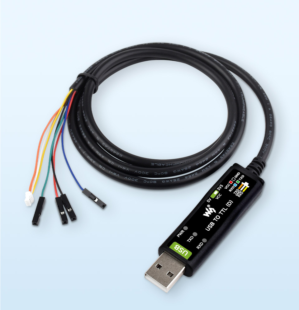 工業級 USB 轉 TTL 傳輸線 D型 | 原裝 FT232RNL | 4 PIN 杜邦線 + SH1.0 3 PIN 接口 | 適用於樹莓派树莓派 Pi 5