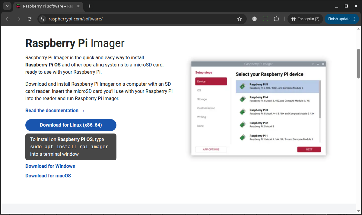 下載Raspberry Pi Imager