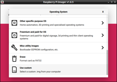 rpi imager 選擇 os