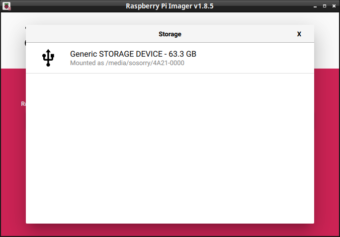 rpi imager 選擇 MicroSD